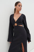 Luca Cut Out Ring Dress - Black