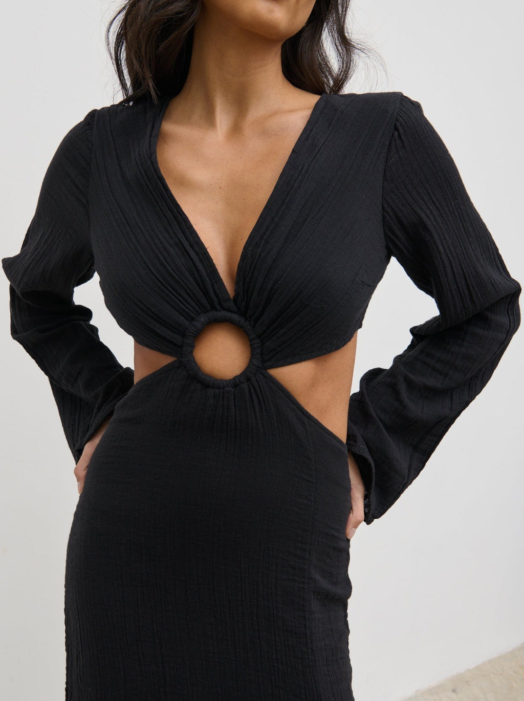 Luca Cut Out Ring Dress - Black