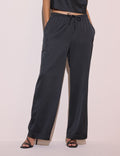 Black Satin Wide Leg Trouser