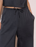 Black Satin Wide Leg Trouser
