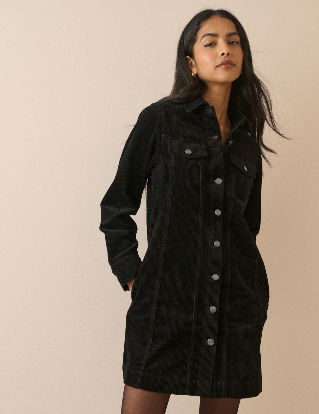 Black Cord Sheena Shirt Dress