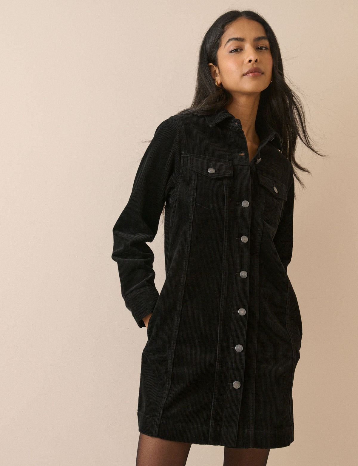Black Cord Sheena Shirt Dress