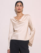 Cream Cowl Neck Satin Top