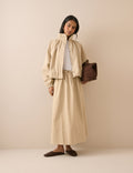 Stone Drawstring Midi Skirt