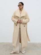 Mahli Shaggy Texture Robe Coat - Neutral