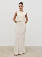 Maisy Linen Blend Maxi Skirt - Natural