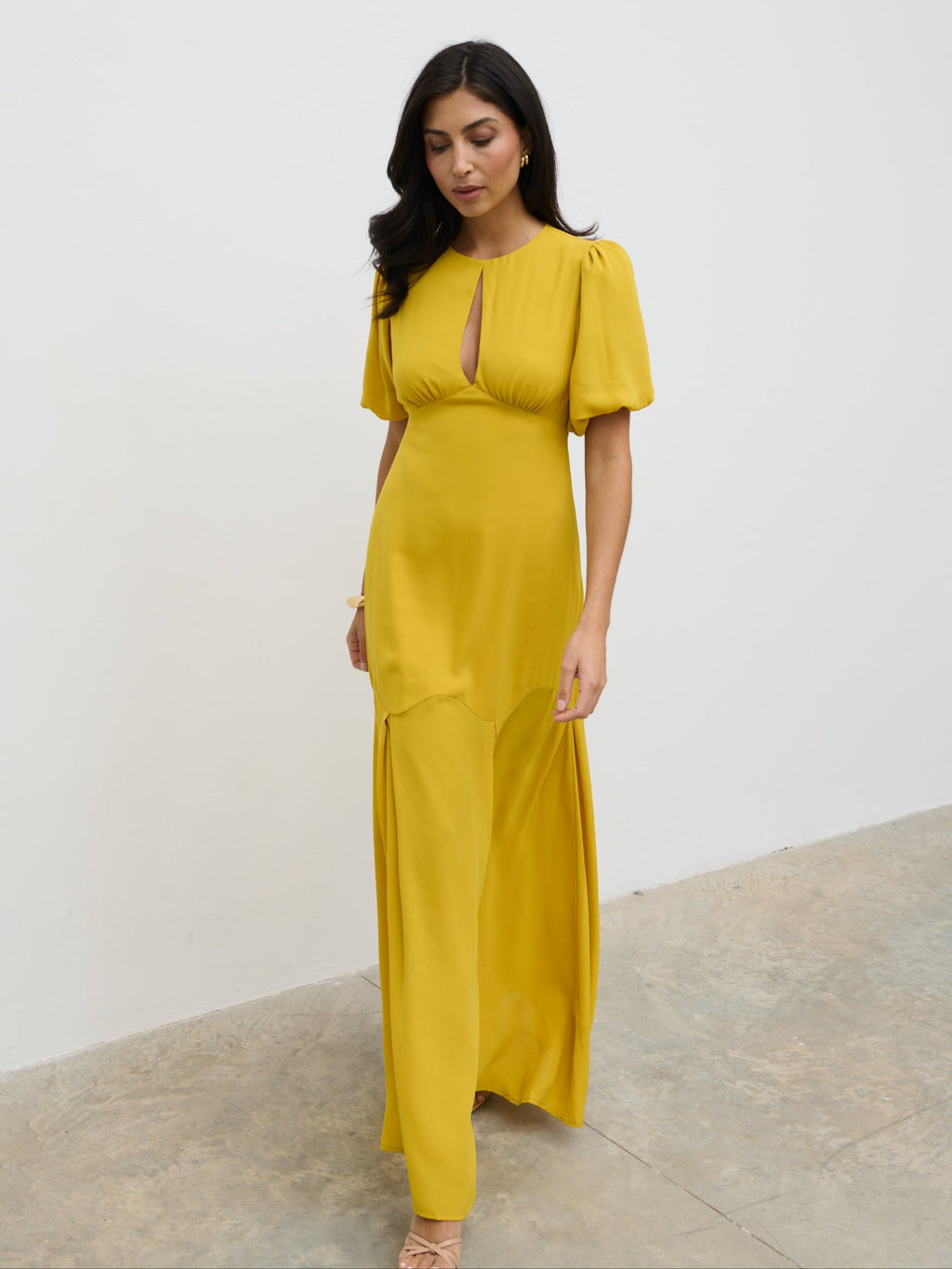 Maribel Puff Sleeve Maxi Dress - Yellow Ochre