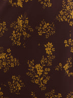 Marlowe Corsage Ruffle Maxi Dress - Brown and Orange Ditsy Floral