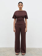 Marni Pleated Jersey Top - Brown