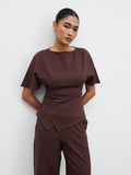 Marni Pleated Jersey Top - Brown