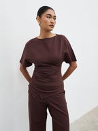 Marni Pleated Jersey Top - Brown