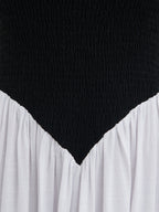 Maude Shirred Contrast Maxi Dress - Black and Cream