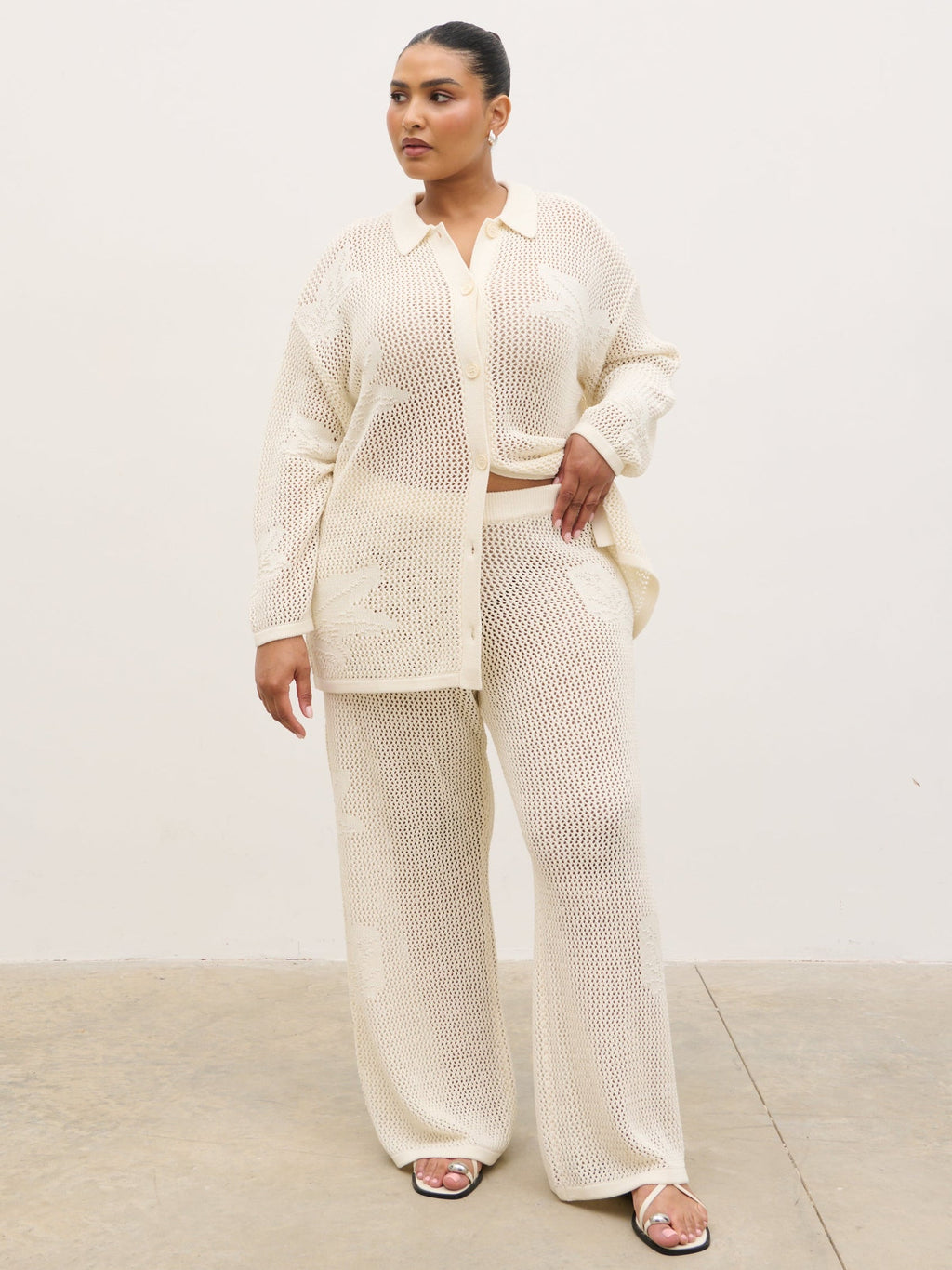 Mireille Knit Oversized Shirt Curve - Cream