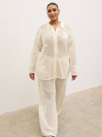 Mireille Knit Oversized Shirt Curve - Cream