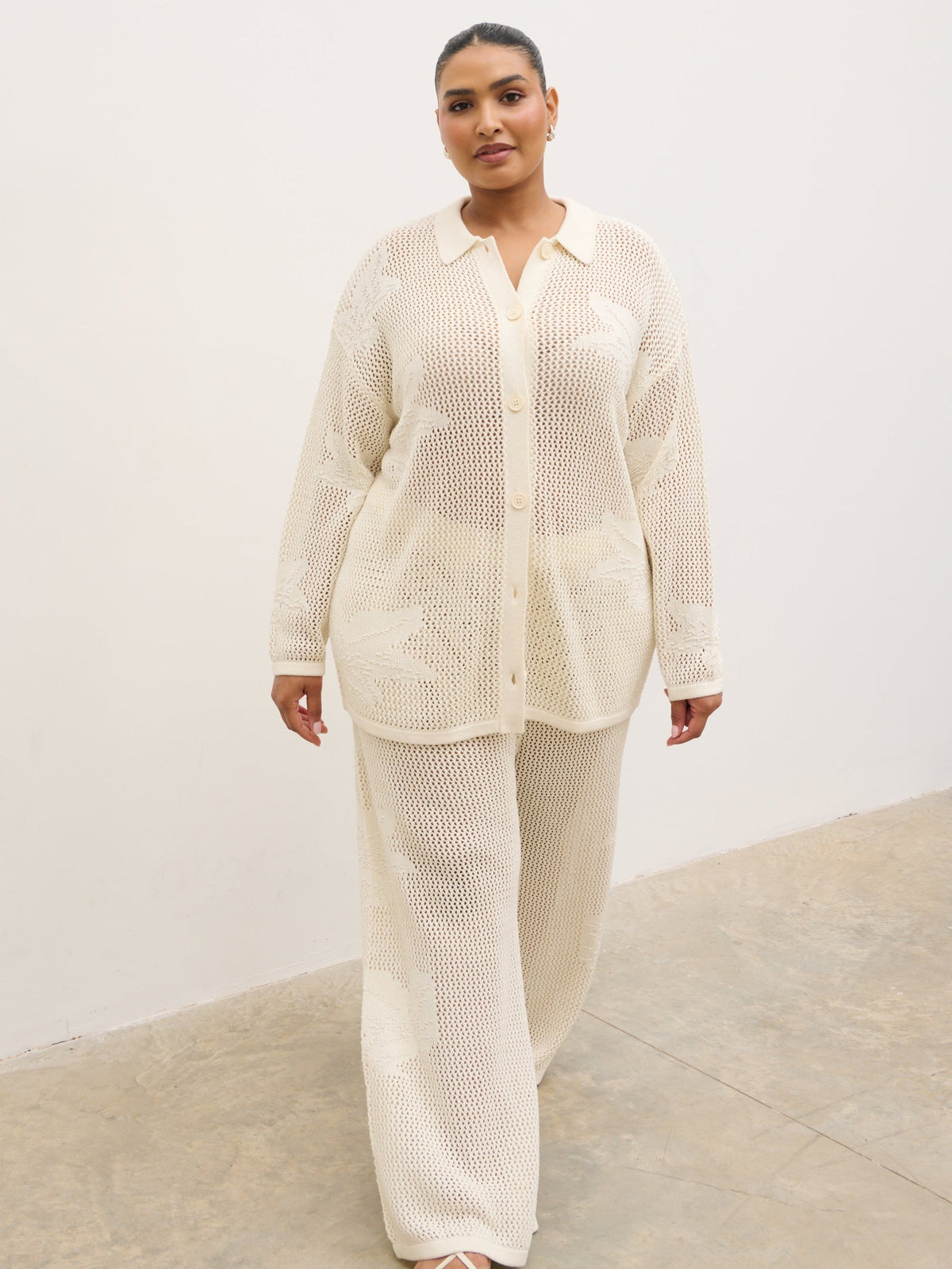 Mireille Knit Oversized Shirt Curve - Cream