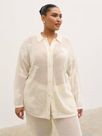 Mireille Knit Oversized Shirt Curve - Cream