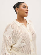 Mireille Knit Oversized Shirt Curve - Cream