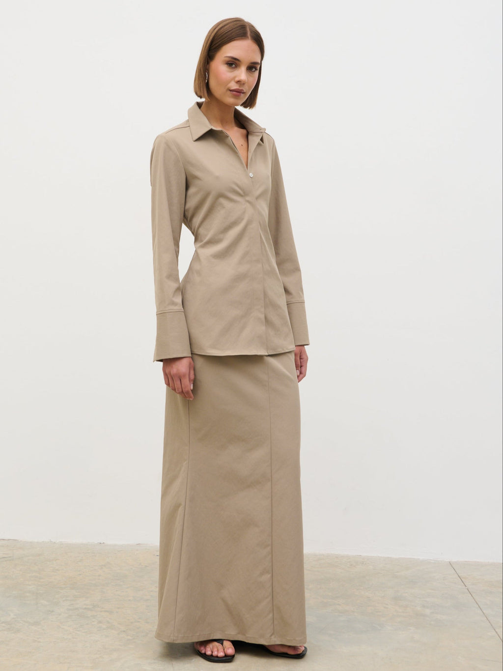 Myley Cinched Shirt - Taupe