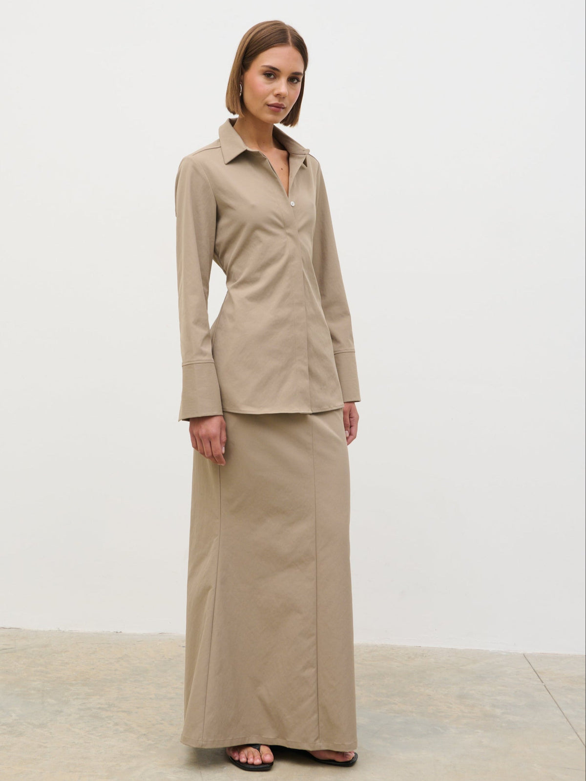 Myley Cinched Shirt - Taupe