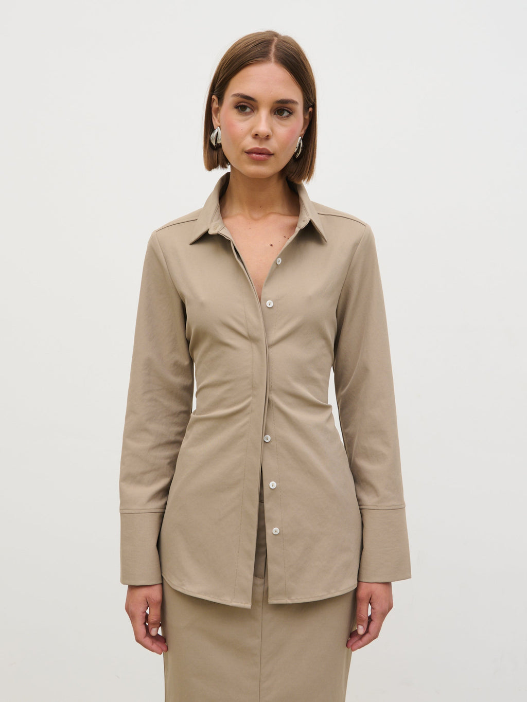 Myley Cinched Shirt - Taupe