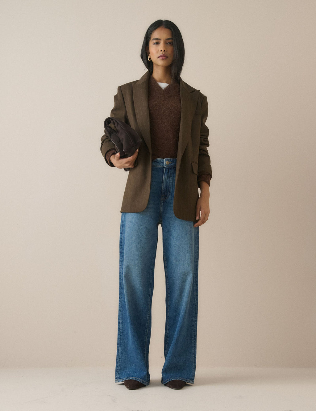 Brown Pinstripe Single Breasted Alexa Blazer