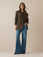 Brown Pinstripe Single Breasted Alexa Blazer