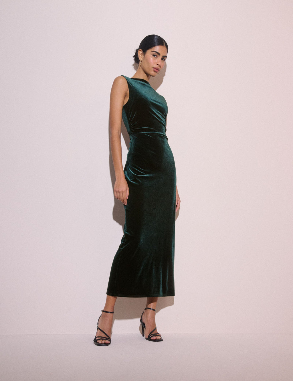 Emerald Green Velvet Margot Midi Dress