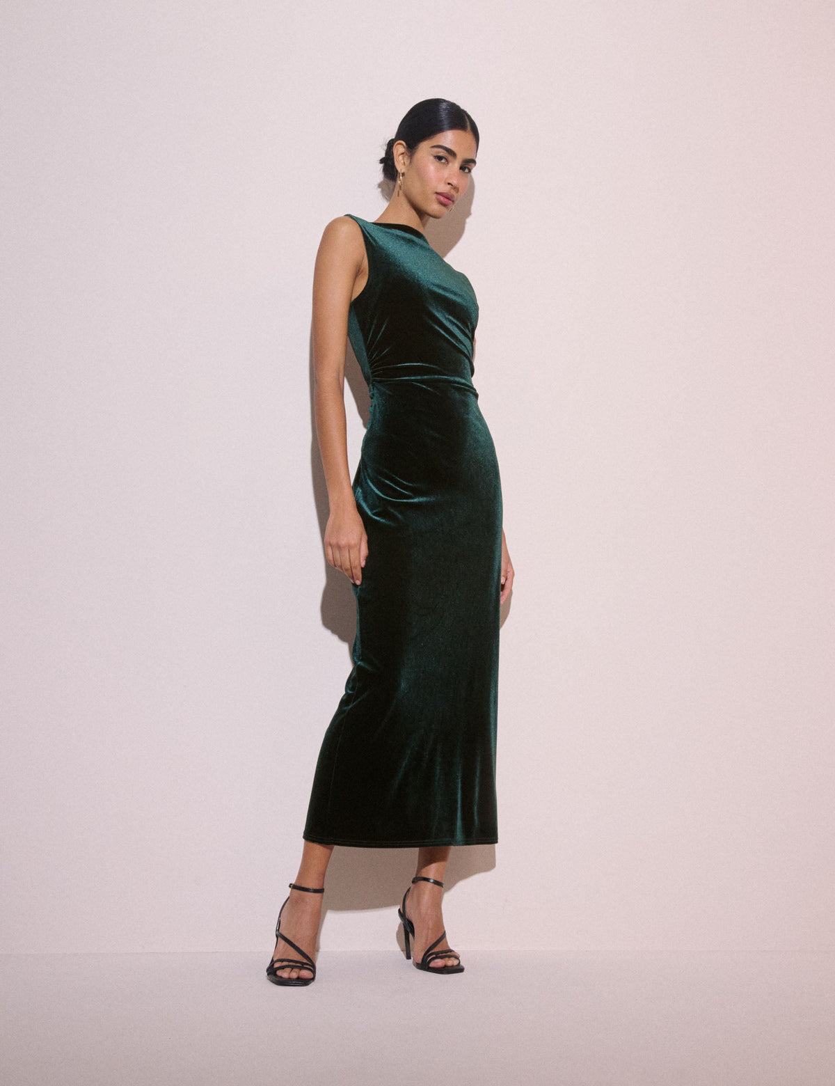 Emerald Green Velvet Margot Midi Dress
