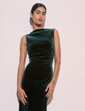 Emerald Green Velvet Margot Midi Dress