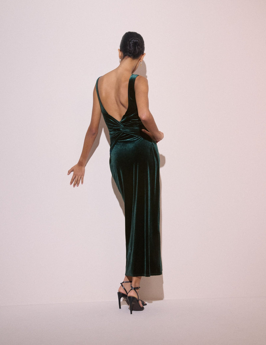 Emerald Green Velvet Margot Midi Dress