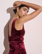 Burgundy Velvet Margot Midi Dress