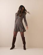 Black Ditsy Floral Jersey Tate Mini Dress