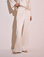 Cream Satin Wide Leg Lyra Trousers