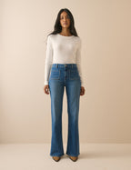 Blue High Rise Highbury Flare Jeans