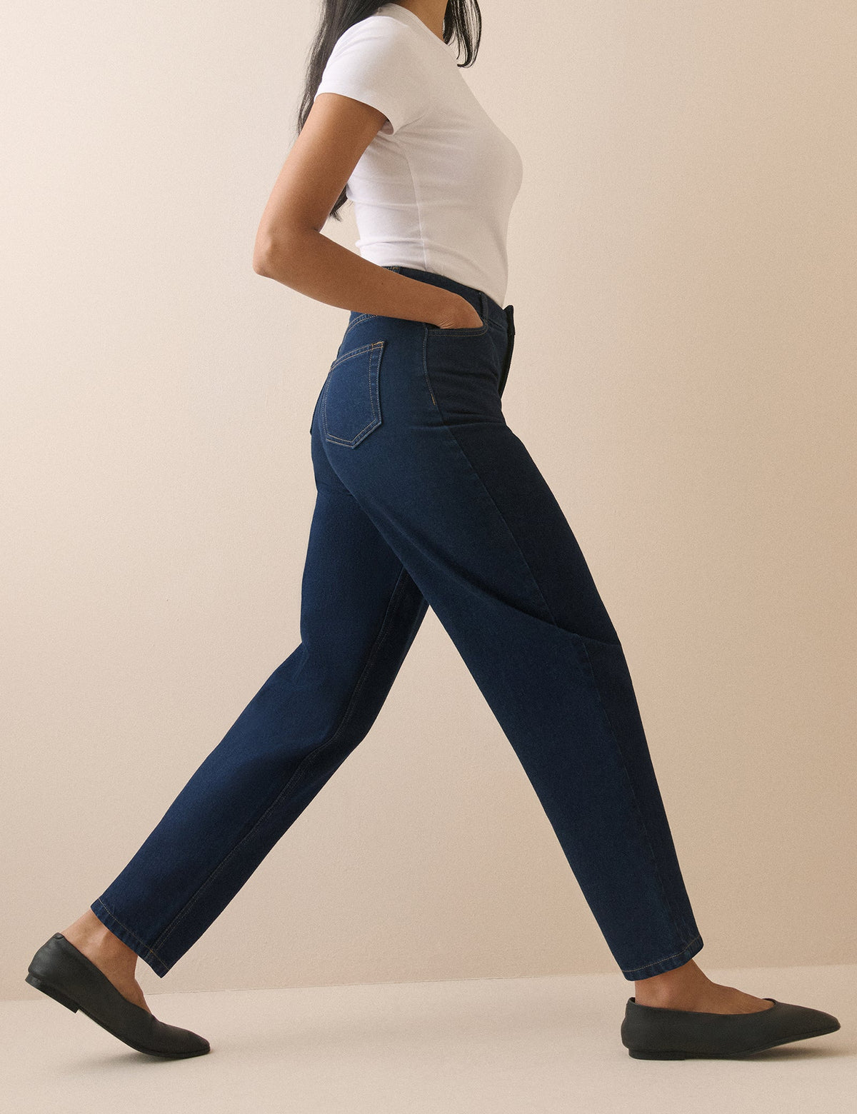 Dark Blue Denim Putney Barrel Leg Jeans