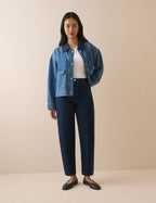 Dark Blue Denim Putney Barrel Leg Jeans