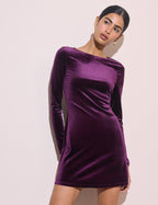 Purple Velvet Bobbie Mini Dress