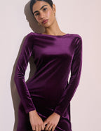 Purple Velvet Bobbie Mini Dress