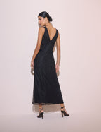 Black Lace V-Neck Joey Midi Dress