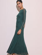 Dark Teal Ruched Hailey Midi Dress