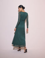 Dark Teal Ruched Hailey Midi Dress