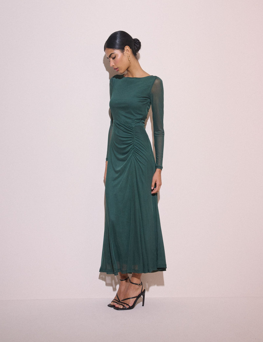 Dark Teal Ruched Hailey Midi Dress