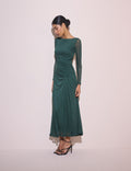 Dark Teal Ruched Hailey Midi Dress