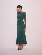 Dark Teal Ruched Hailey Midi Dress