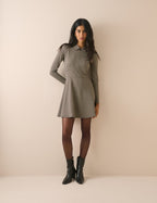 Grey Houndstooth Jersey Corey Mini Dress