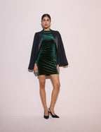 Emerald Green Long Sleeve Velvet Marilyn Mini Dress