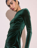 Emerald Green Long Sleeve Velvet Marilyn Mini Dress