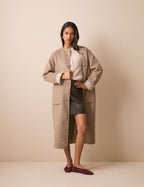 Brown Croc-Embossed Leather Mini Skirt