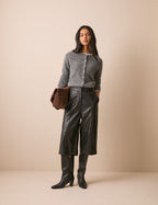 Black Leather High Waisted Culottes