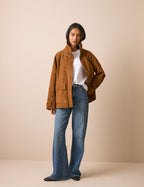 Tan Suede Funnel Neck Langham Jacket
